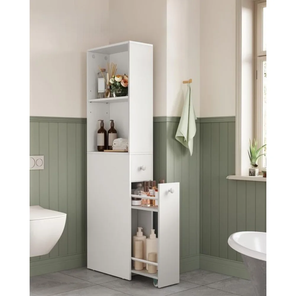 

Bathroom cabinet, independent cabinet with storage drawers and adjustable shelves, narrow bathroom cabinet