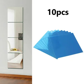 10Pcs 10CM Square Mirror Glass Tile Wall Stickers Decal Mosaic Home Decor Self Adhesive Acrylic Sticker For Bathroom DIY 3D Wall 1