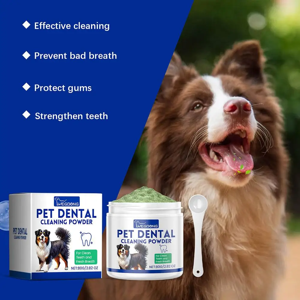 Dog teeth cleaning powder natural ingredients safe non-irritating maintain the oral health of dogs 80g dog teeth cleaning powder