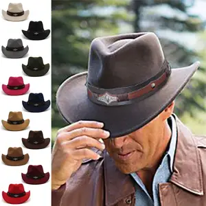 New Cowgirl Sun Hat Faux Leather Cowboy Hat Men and Women Travel Caps  Fashion Western Hats Chapeu Cowboy 9 colors YY0270 - Price history & Review, AliExpress Seller - YY Hats&Caps Store