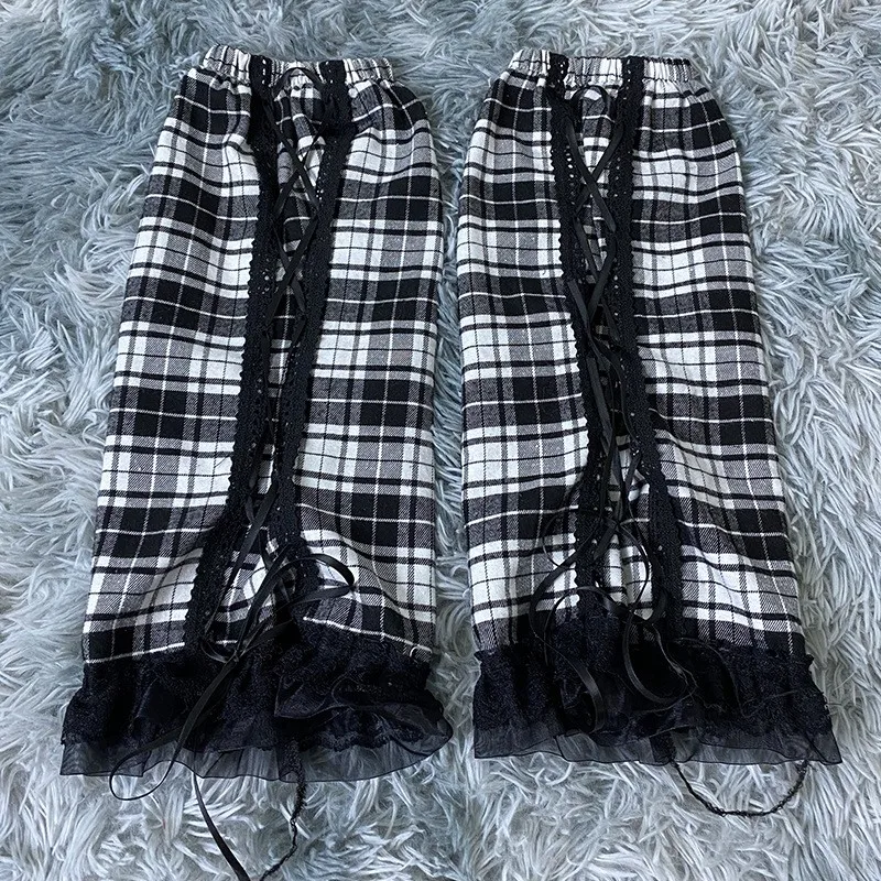 Gothic Style Lace Rope Bunching Stockings Japanese Jk lolita Mid-Calf Punk Foot Sock Street Fashion Personality Leg Warmer