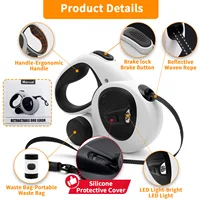 Retractable Dog Leash with USB Rechargeable LED Light, Heavy Duty Dog Lead, Poop Bag Holder, Steel Cable,16 ft 2