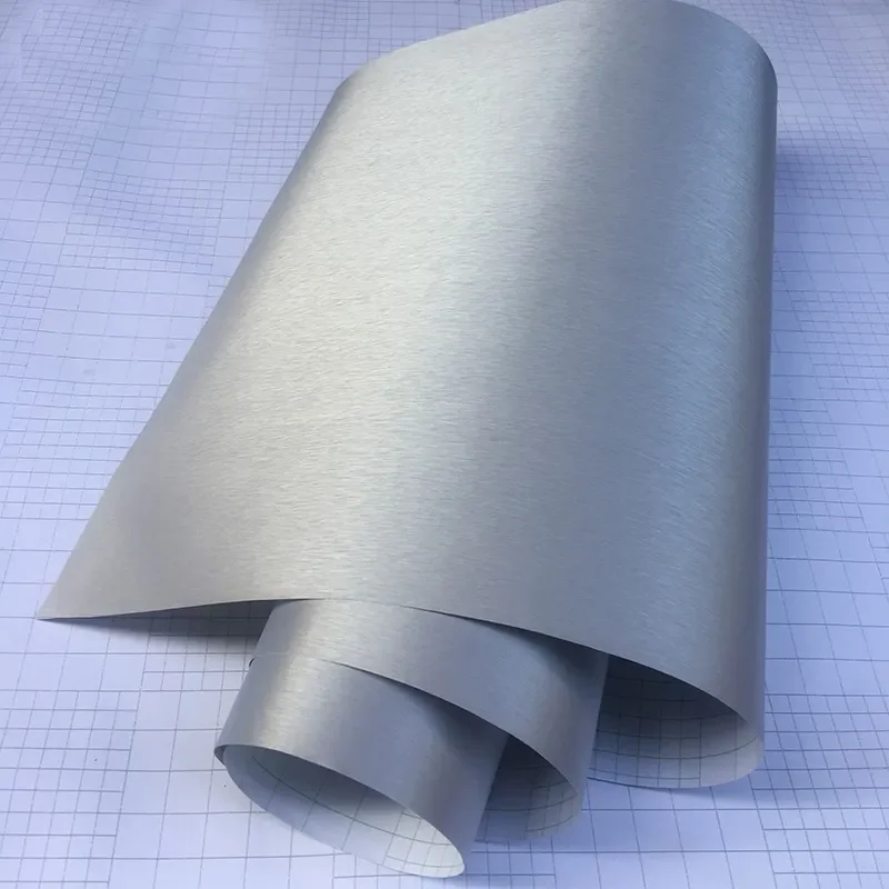 Silver Aluminum Brushed Vinyl Wrap – Sleek Adhesive Auto and Gadget Skin