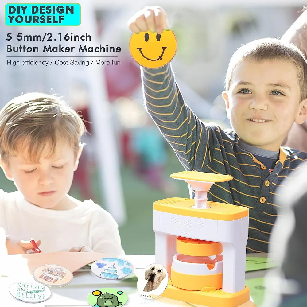 Button Maker Machine Kid Badge Button Maker Machine 48Pcs Button Parts+Picture+Circle Cutter DIY Pin Badges For Children Gift