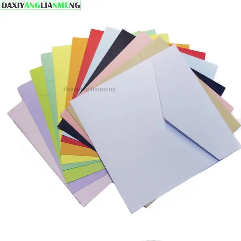 Square Kraft Multicolor Ordinary Invitation Paper Decorative Wedding Envelope ping 50PCS/LOT 15.8/12.7 /10 wedding envelopes
