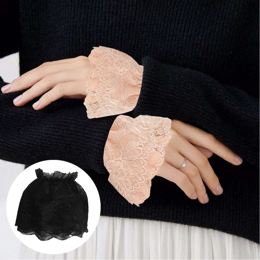 

1Pair Detachable Hollow Lace Fake Sleeves Spring Autumn Ruffles Elbow Arm Cuff Sweater Decorative SleevesThin Women Fake Sleeve