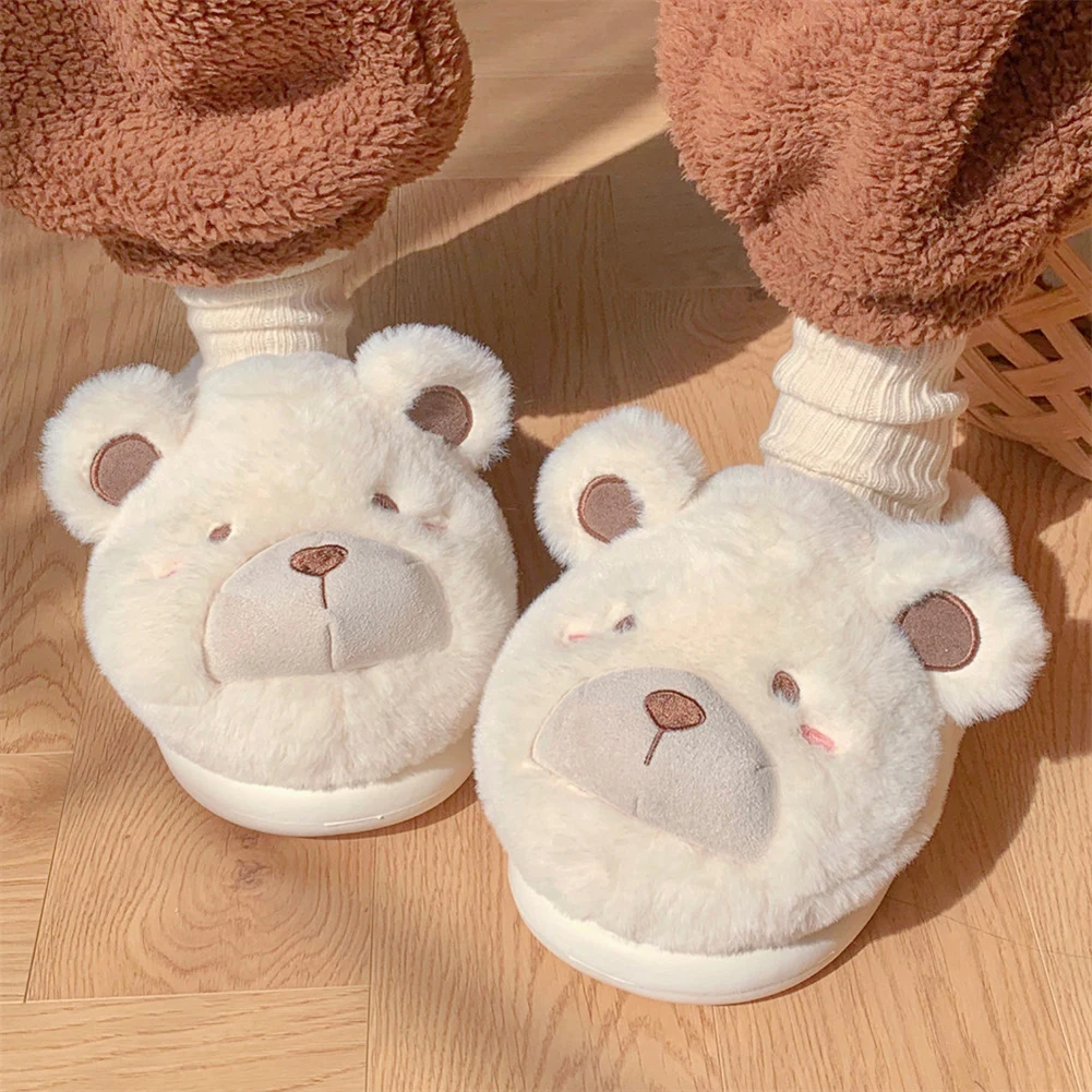 Cute Capybara Cotton Slippers Women Winter Indoor Soft Sole Warm Fur Slides Woman Comfort Non Slip Home Bedroom Slippers