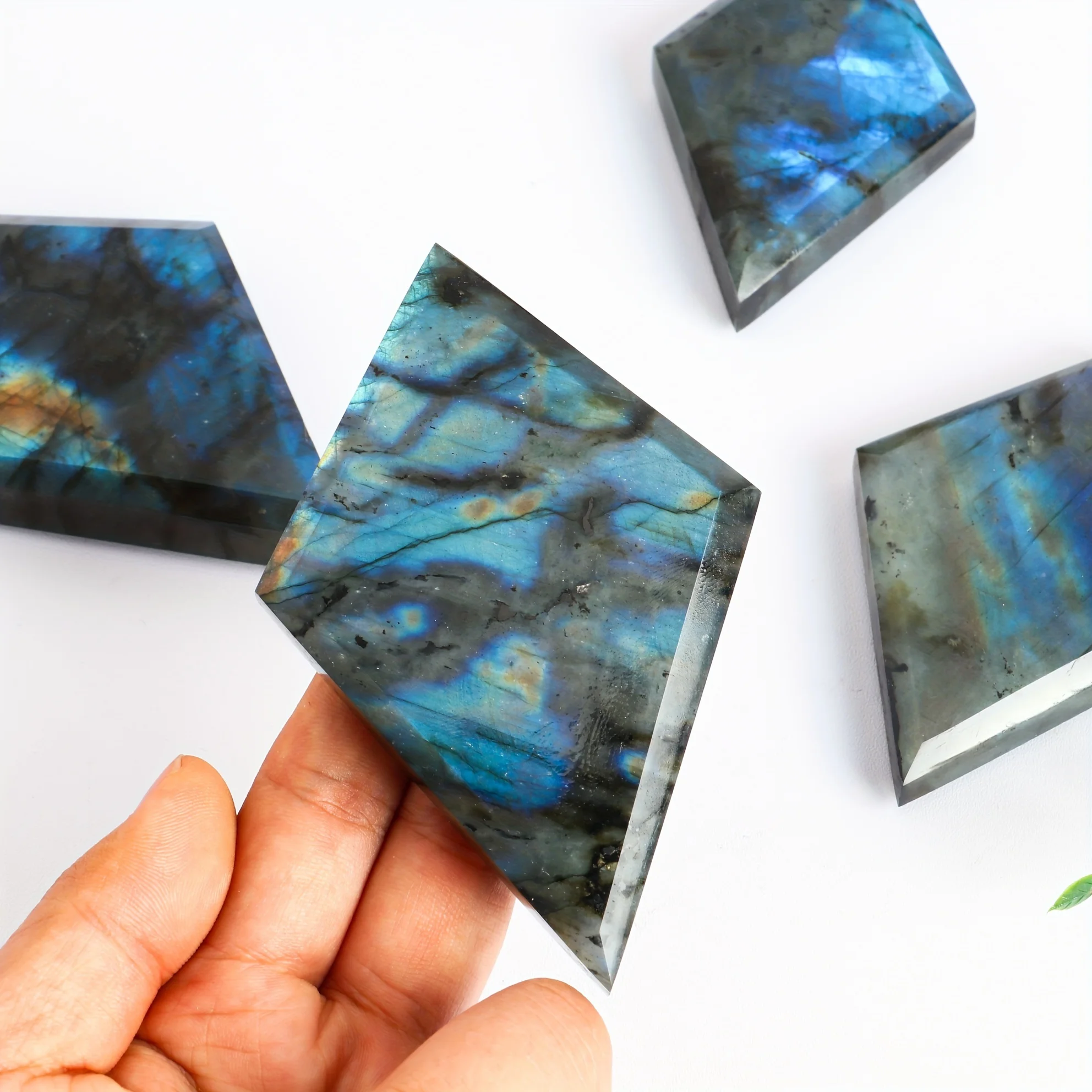 Natural Labradorite Stone, Prism Geometric Ornaments, Home Decoration Crystal Handicraft Ornaments, Crystal Gift