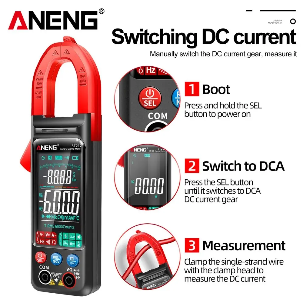 Digital Multimeter ANENG ST212 6000 Counts DC/AC Current 400A Amp Large Color Screen Voltage Tester