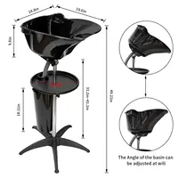 Évier à shampoing réglable avec vidange, bassin de salon, support de tuyau en acier inoxydable portable, bol de lavage à contre-courant pour cheveux, recommandé pour les salons de coiffure 2