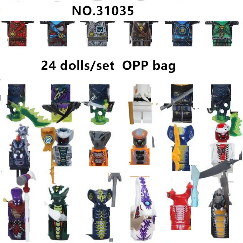 No.31035 24pcs Mini Model Action Figure Building Blocks Compatible Cartoon Anime Cities Kid japanese snake Toys Gifts