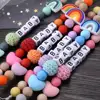 Personalize Name Pacifier Clips Holder Baby Silicone Rainbow Pacifier Holder Chain Baby Handmade Dummy Clips Teether Gift Custom 4
