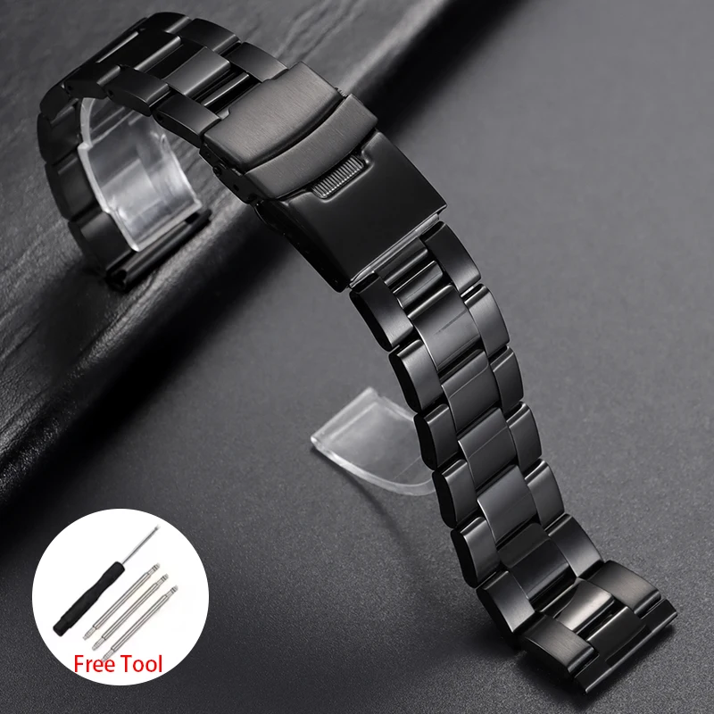 Premium Solid Stainless Steel Watch Strap with Double Safety Fold Buckle