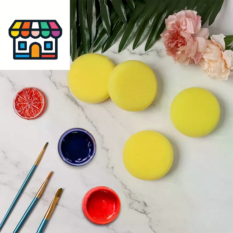 10/12pcs 어린이 그림 공예를위한 라운드 합성 수채화 아티스트 스폰지 노란색 라운드 도자기 케이크 스폰지