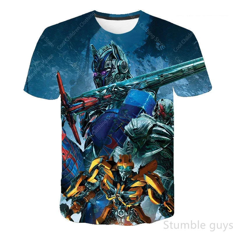 Little Boys Transformers 티셔츠 여름 범블비 프린트 반소매 소프트 카톤 캐주얼 데일리웨어 탑