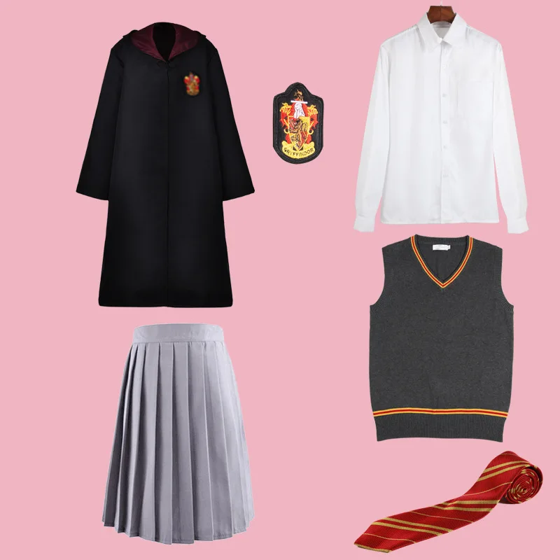 Harryy Potter Cosplay Hogwarts Costume Magic Robe Hermione Gryffindor Cape Gonna Maglione Tie Slytherin Malfoy Uniforme Scolastica