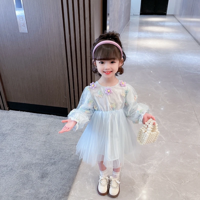 

2023 New Arrival Summer Charming Princess Dress Kids Mesh Dress Beautiful Baby Clothes for Girls 2-10 Years