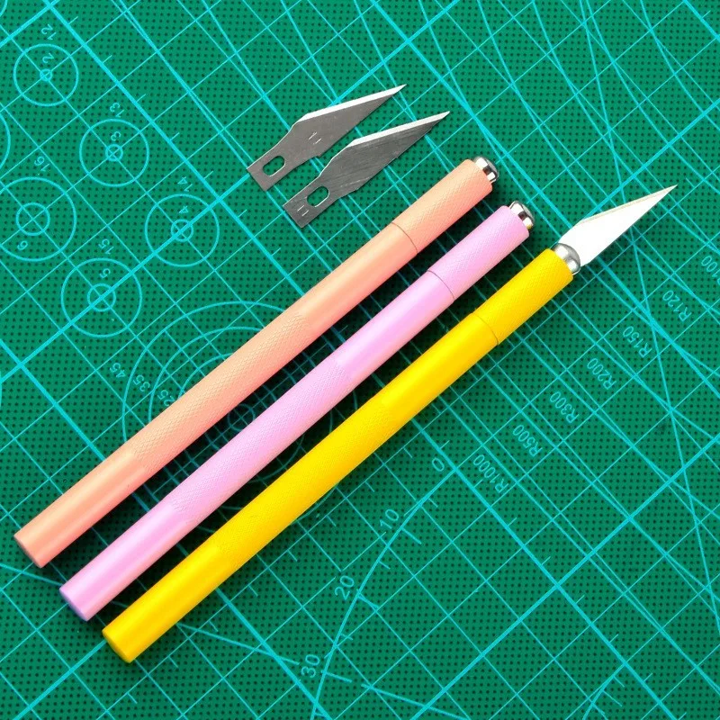 멀티 컬러 조각 커터, 1pc 블레이드, 미끄럼 방지 나이프, 금속 메스 조각, 과자 도구, 공예 케이크 과일 도구