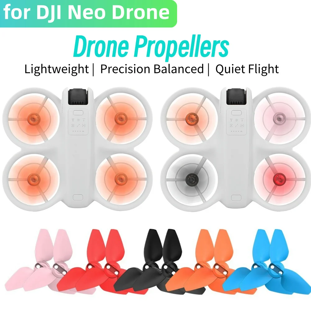 Hélices compatibles DJI Neo – Lot de 2 paires, couleurs vives, dégagement rapide