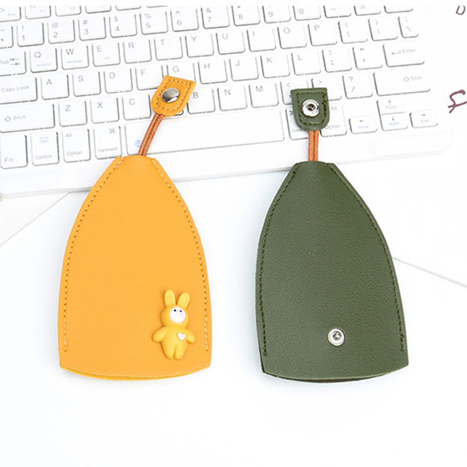 Cute Rabbit Creative Pull Type Key Bag PU Leather Key Wallets Housekeepers Car Key Holder Case Leather Keychain Pouch Sleeve