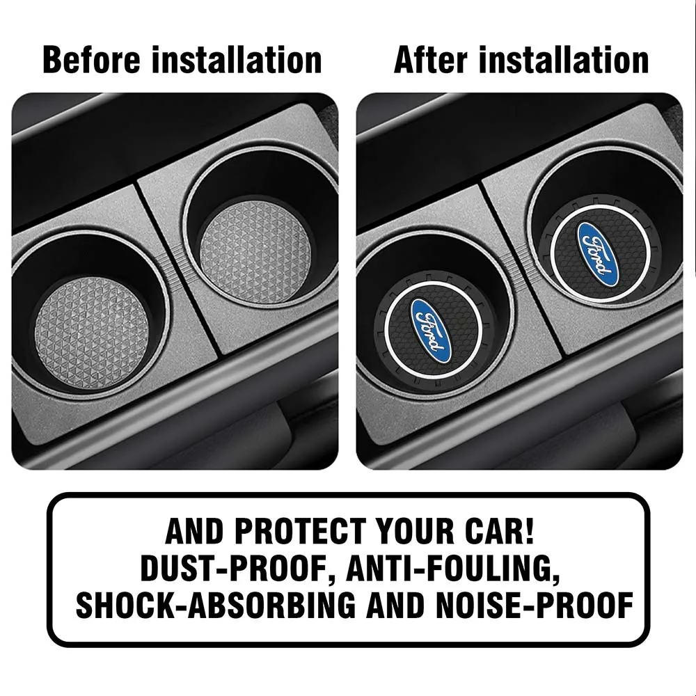 1/2 Stück rutschfeste Auto-Getränkeuntersetzer aus Silikon, Innendekor-Zubehör für Ford Escape Mondeo Ecosport Fiesta Focus 2 – Detail 9