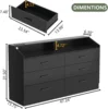 Chest of Drawers with LED Light, Modern Dresser with Open Storage Cubby, Double Wide Dresser Organizer for Bedroom 2