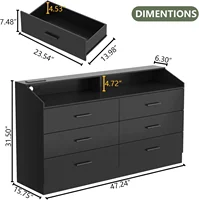 Chest of Drawers with LED Light, Modern Dresser with Open Storage Cubby, Double Wide Dresser Organizer for Bedroom 2