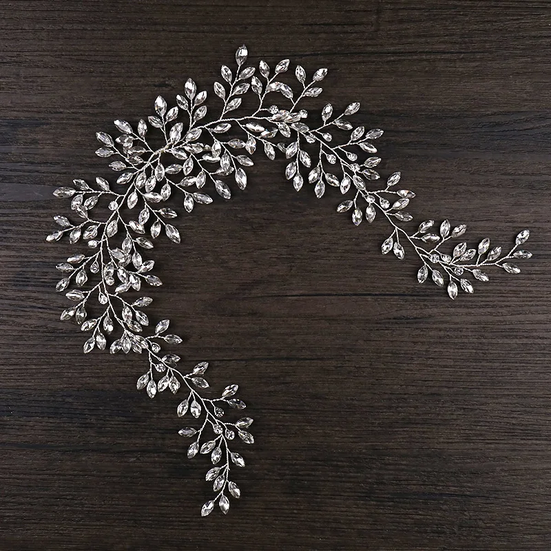 Luxus Kristall Haar Rebe Stirnband Tiara für Frauen Braut Strass Braut Hochzeit Haarschmuck Schmuck Stirnband Haarband – Detail 3