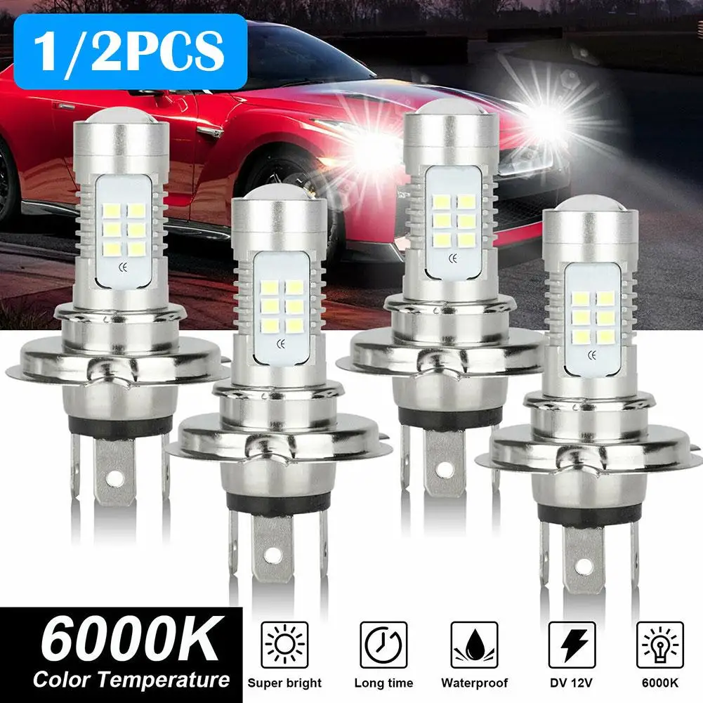 

2/1 шт., Автомобильные светодиодные лампы H4 9003 Hb2, 55 Вт, 6000 лм