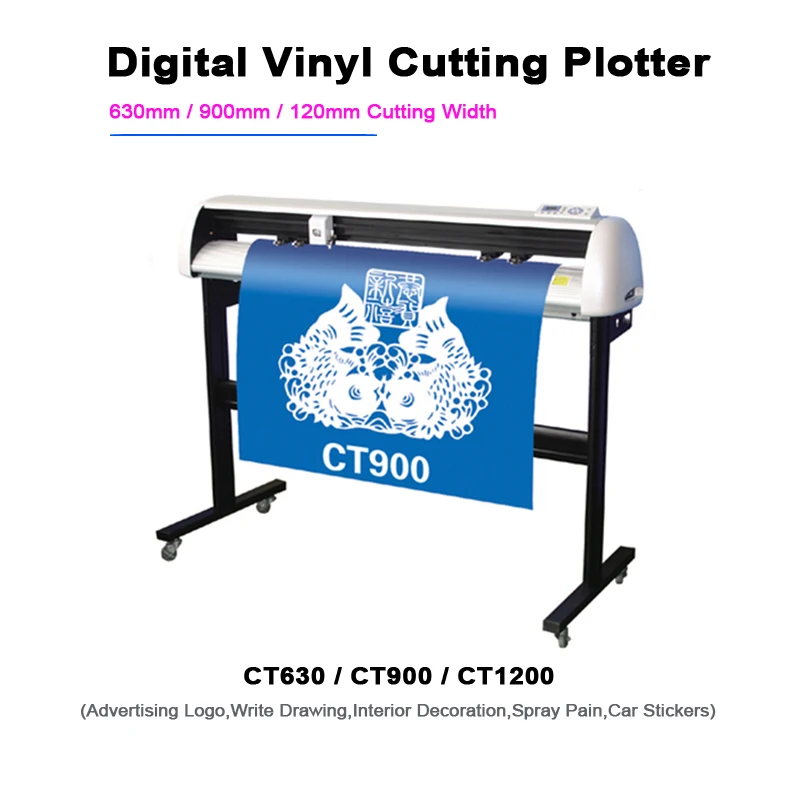 

Digital Vinyl Plotter CT630 CT900 CT1200 630-1200mm Vinyl Cutting Machine For Advertising Interior Decoration Bracket Optional