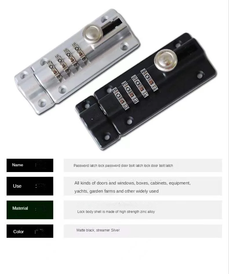 1 Pc Zinc Alloy Password Lock Drawer Latch Door Mortise Anti-theft Padlock Handle Furniture Deadbolt Cabinet Wardrobe Lock
