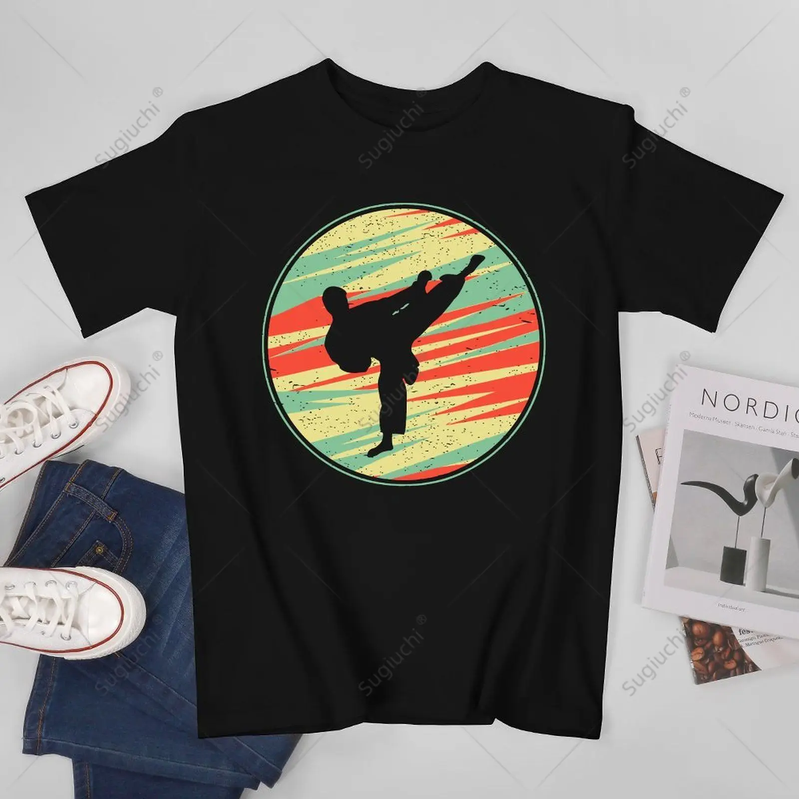 

Unisex Men Taekwondo Retro Vintage 70s Silhouette Tshirt Tees T Shirts Women Boys 100% Cotton T-Shirt