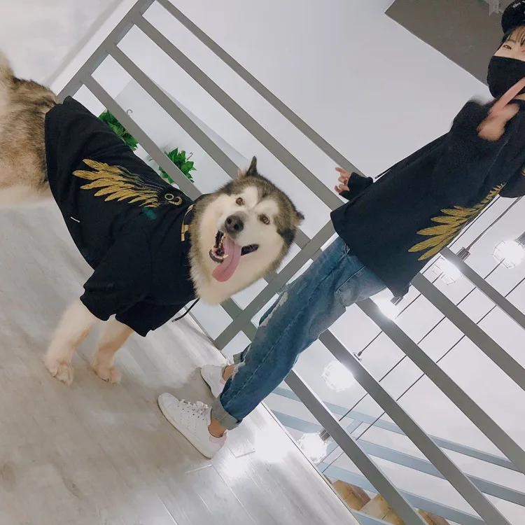 패밀리 도그 후드티, 편안한 강아지와 주인 커플 후드티, 대형견용 부드러운 강..