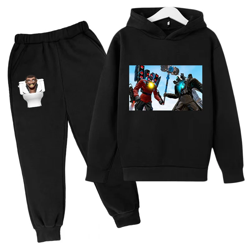 

New Game Skibidi Toilet Clothes Kids Hoody Sweatshirt + Jogging Pants 2pcs Sets Boys Cartoon Hoodies Teenager Girls Casual Set