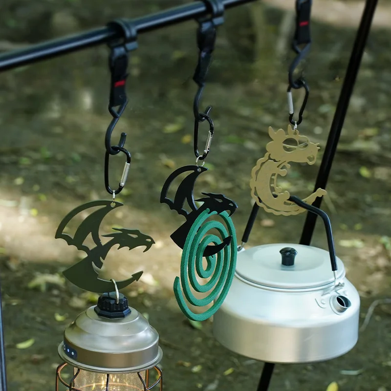 Outdoor Dragon Hook, Portable Creative Metal Mosquito Coil Rack Multi-purpose Storage Buckle, Camping Equipment Camping Gear