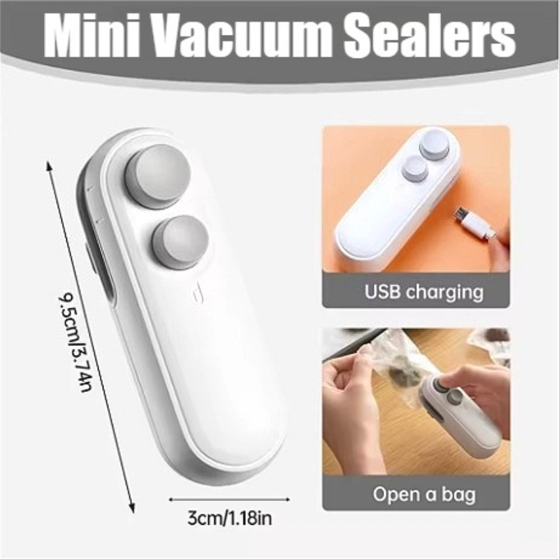 Vacuum Sealers, Mini Bag 2 in 1 Portable Plastic Bag Reseller USB Rechargeable Heat for Plastic Bag Chip Bags Food