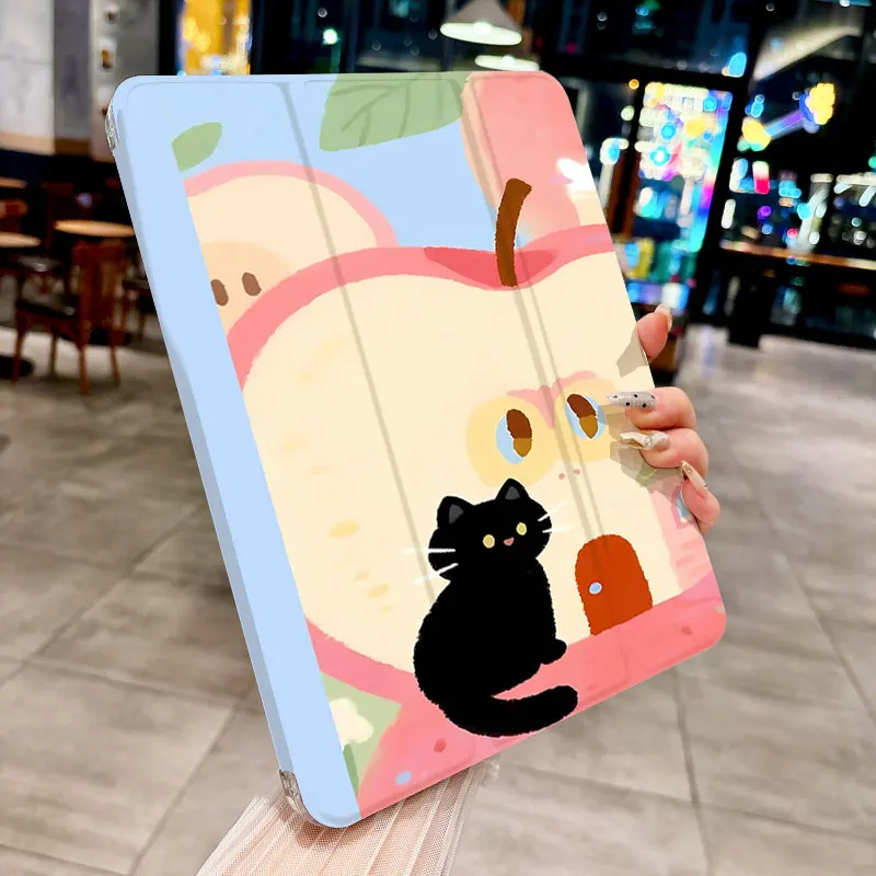 Whimsical Cat Pattern Tri-Fold Tablet Case