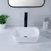 Elegant Modern 14" White Ceramic Bathroom Vessel Sink Above Counter Oval Small Vanity Bowl Wash Basin 4