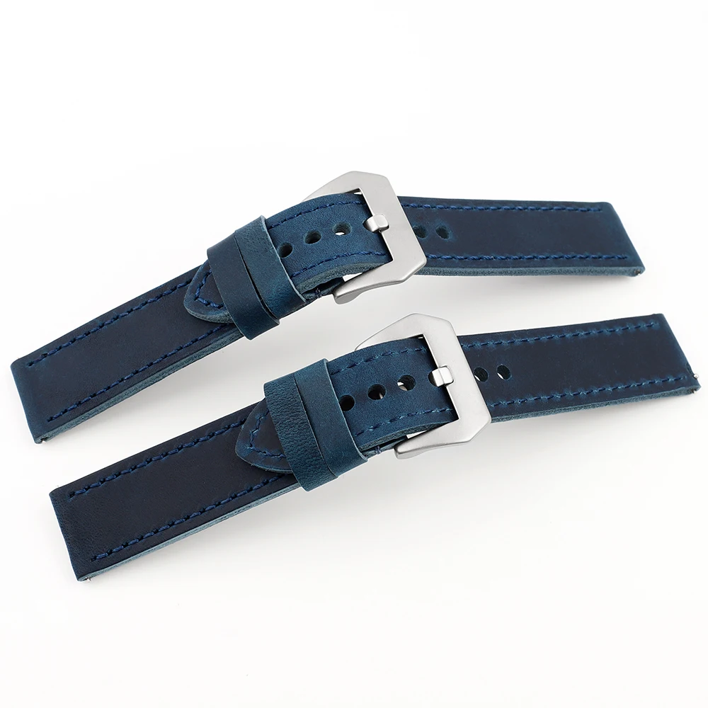 Vintage Handmade Blue Watch Strap - 22mm Quick Release Bracelet Accessory
