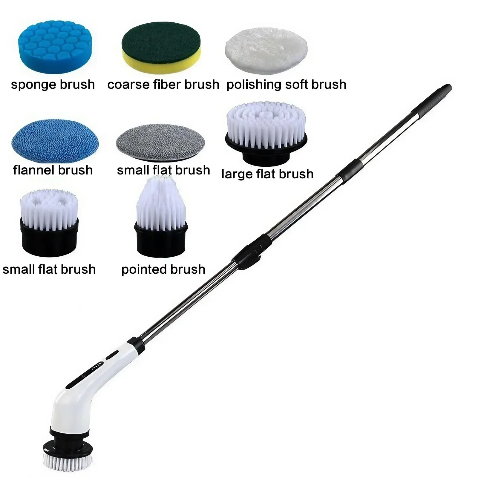 Electric Spin Scrubber Rechargeable Cordless with 3/9 Brush Heads Powerful Motor Metal Gears Extendable Rod for Bathroom Kitchen Car Tile Floor Multi-Purpose Cleaning Brush Bathtub Shower Grout Home Use Tool Set