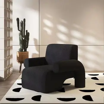 Nordic Lamb Velvet Light Luxury Single Sofa Designer Creative Living Room Balcony Lazy Internet Celebrity Lamb Velvet Sofa