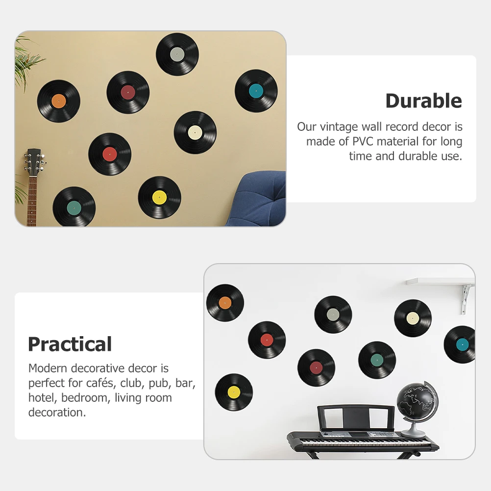 16 Pcs Record Stickers Retro Wall Decor Vinyl Disco Party Signs Aesthetic Home Adornments Household Decors Wall