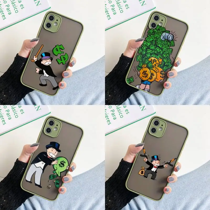 For Iphone 13 Dollar Alec Monopoly Phone Case For Iphone 11 12 13 Pro Max X Xs Max Xr 6S 8 7 Plus Matte Army Green Back Cover