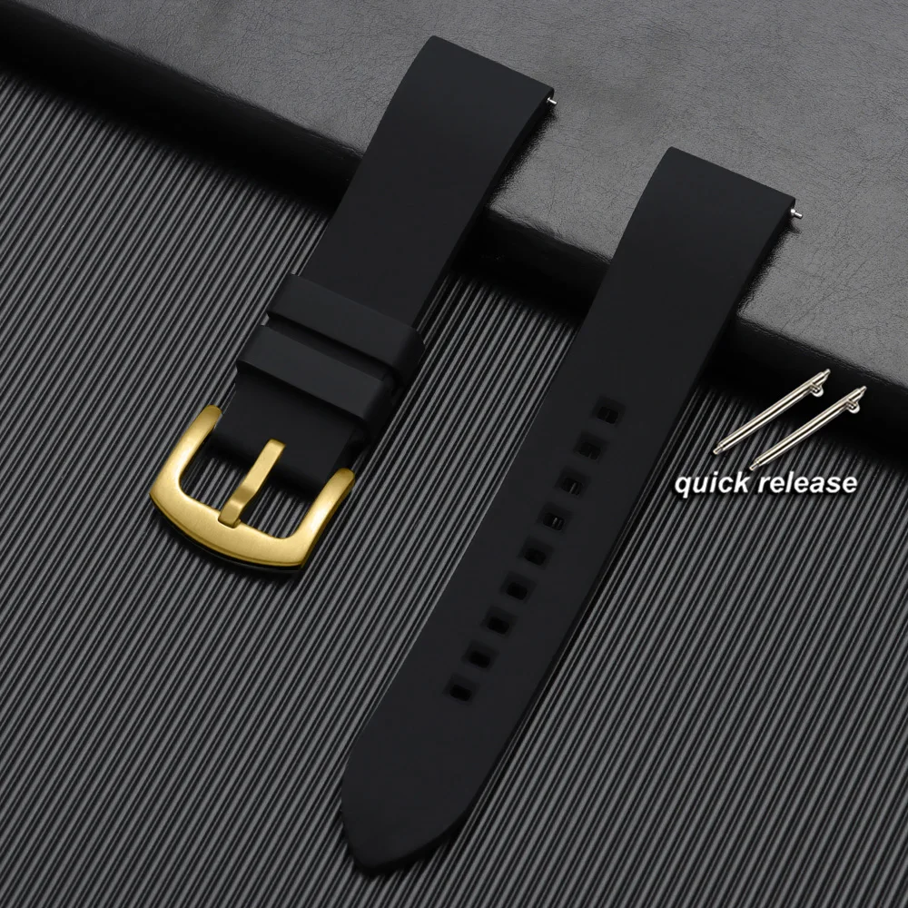 Quick Release Waterproof Silicone Sports Watchband - Soft Rubber Strap