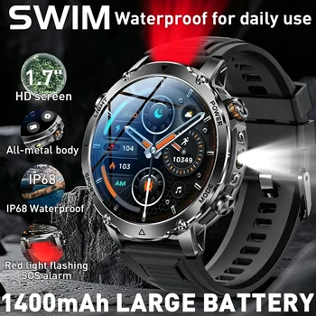 2026 1400mAh Super Long life Sport Smart Watch Men 1.7”AMOLED Screen GPS track Compass IP68 Waterproof Voice Call Watches New 1