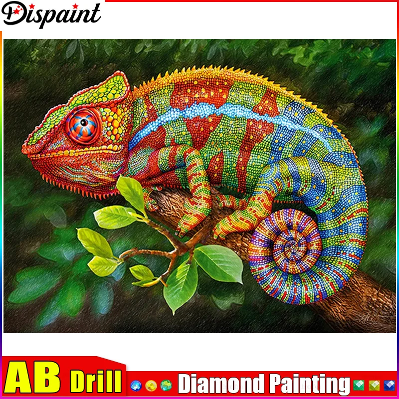 

Dispaint AB Diamond Painting Full Square/Round Drill 5D DIY "Chameleon Animal" Daimond Embroidery Rhinestone Cross Stitch Decor