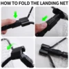 Rubber Mesh Fly Fishing Net Bass Trout Landing Net Folding Fishing Hand Nets for Fresh Water Safe Fish Catching or Releasing 4