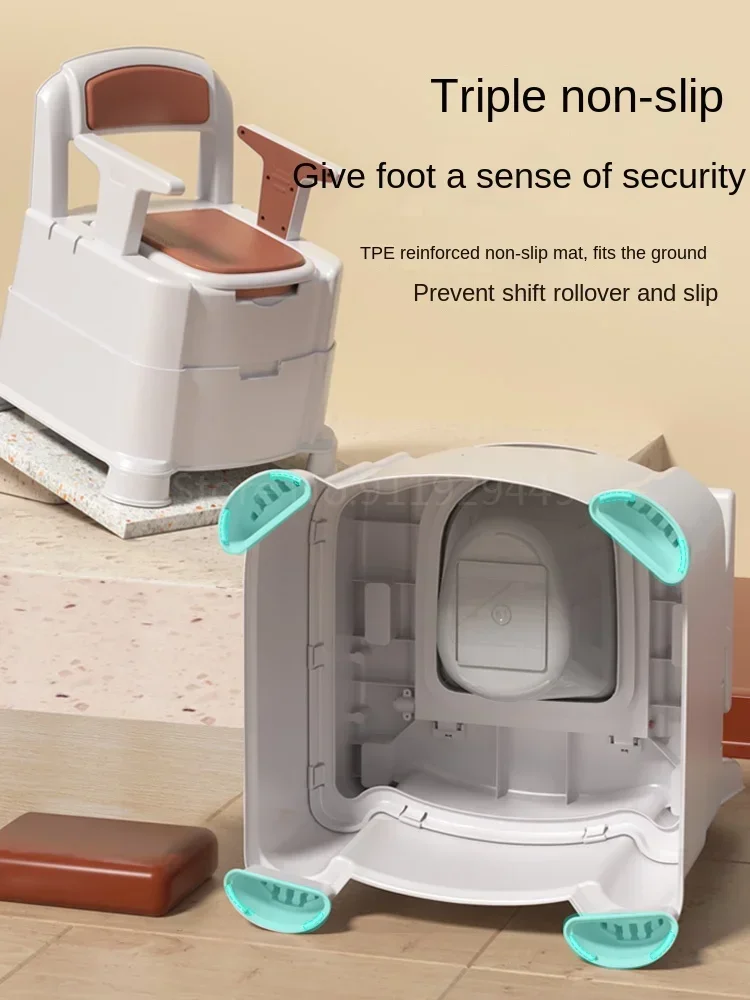 Portable Toilet Chair, Elderly and Pregnant Women, Indoor Deodorant Commode, Mobile Toilet, Comfort Design, Senior Bathroom Aid 5