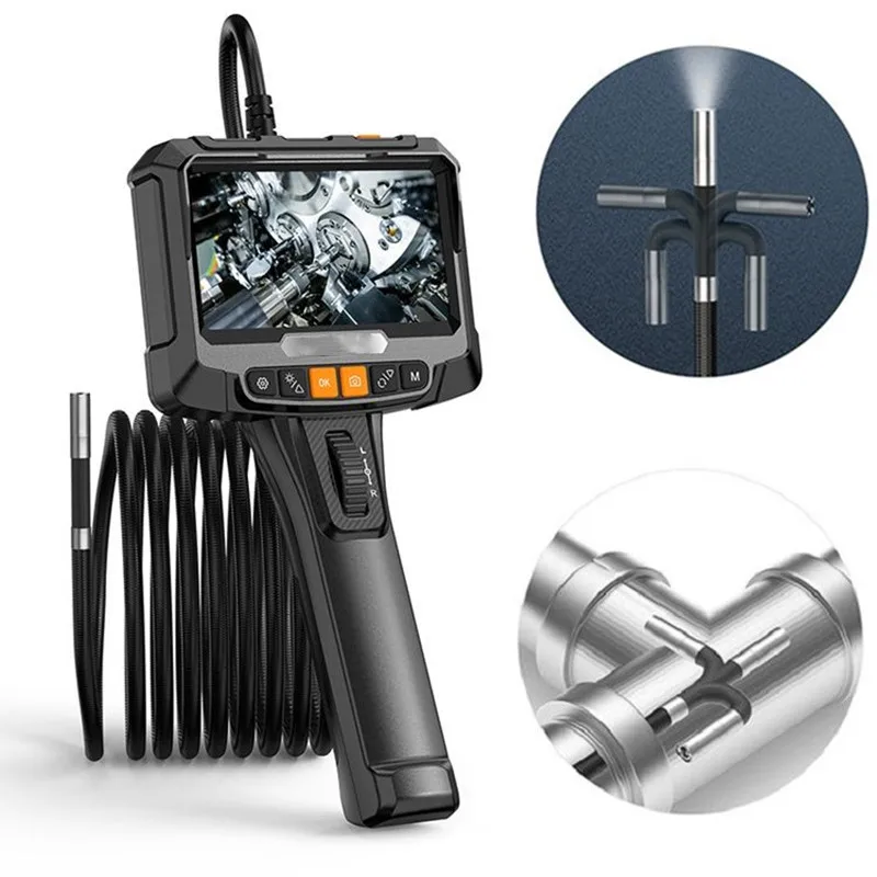 6mm 1080P Articulating Borescope With 5 inch Screen For Car Pipe Inspection Camera 360° Rotation Endoscope For Apple Android 8mm dual lens articulating borescope with 5 inch screen for car pipe inspection camera 360° rotation endoscope for apple android