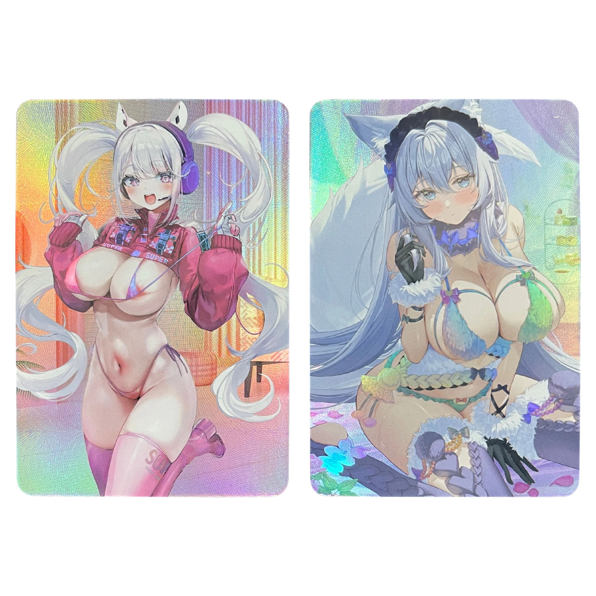 

59*86mm 2Pcs/Set Anime Girls Flash Cards Kawaii Underwear Series Third Set ACG Diy Gift Toys Game Anime Collection Cards